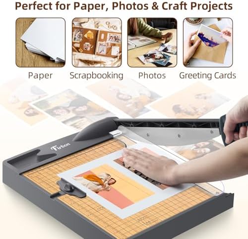 Firbon 12 Inch Wood Guillotine Paper Cutter, Heavy Duty Paper Trimmer
