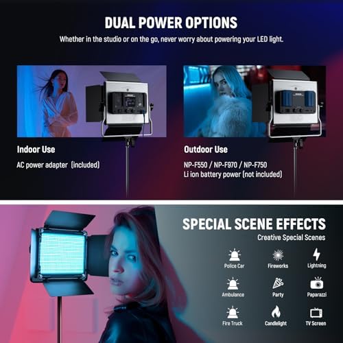 NEEWER Upgraded RGB LED Studio Video Light with Tripod Stand, App Control 50W 7000Lx CRI97+ 3200-5600K Dimmable Panel Key Lighting Kit for Game Streaming YouTube Recording Photography, RGB660 PRO II