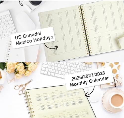 AuroPlanner Undated Daily Planner Notebook 8.5x11 Hourly Schedule Red