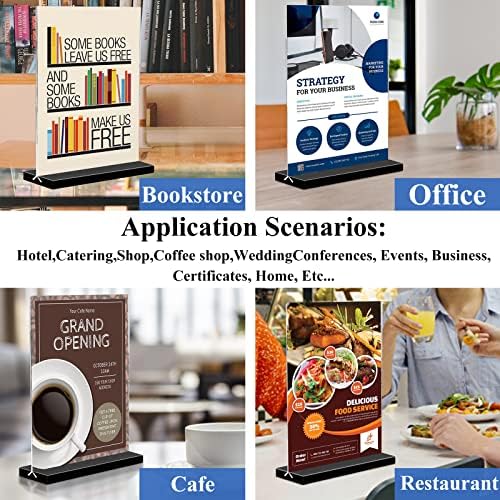 Acrylic Sign Holder 8.5x11 Vertical,Clear Double-Sided Stand Plastic Picture Frames Paper Holder Menu Table Display Stand Flyer Document Holder Tabletop Sign Holder for Home, Store Office,2Pack
