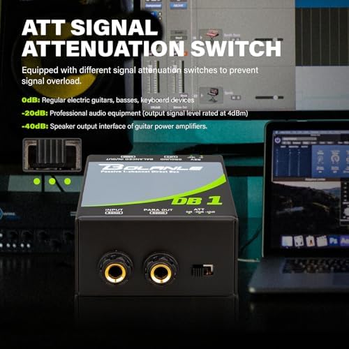 Bolanle DB1 Passive 1-Channel DI Box, Reamp Hum Eliminator XLR Mono