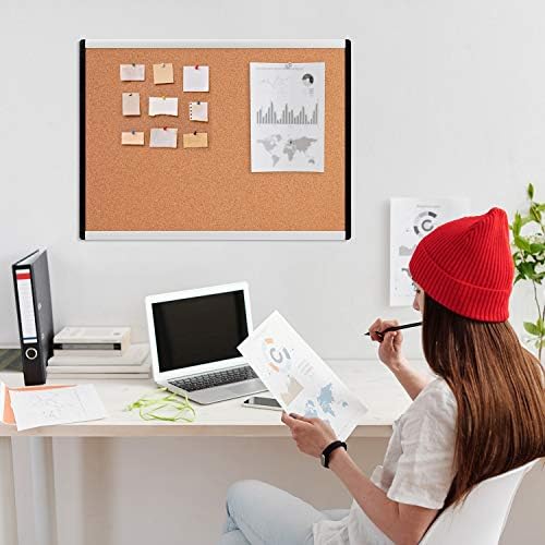 Amazon Basics Cork Bulletin Board, 17" x 23", Pin Board for Office & Home, Wall Organizer with Aluminum Frame, Lightweight, Easy to Install, 3-Pack