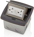 Leviton Pop-Up Floor Box with 20 Amp, Tamper-Resistant Self-Test GFCI Outlet, Bronze, PFGF2-BZ