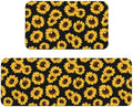 Lovely Sunflower Kitchen Floor Mat 2 Sets, Non Slip Rugs Absorbent Mats for Floor Countertop Office Home, Sunflower Indoor Outdoor Decor Doormat 17" x 29.5" + 17" x 47"