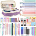 DazSpirit 62PCS Aesthetic Stationery Set with Foldable Pencil Case, Purple