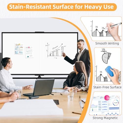 Rolling White Board on Wheels, 72" x 40" Dry Erase Whiteboard Stand Black