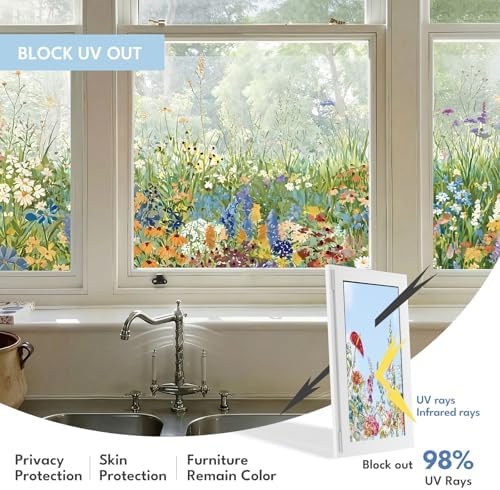 ADD.HERES Stained Glass Window Film, Window Film Decorative, 17.5 x 78.7 in