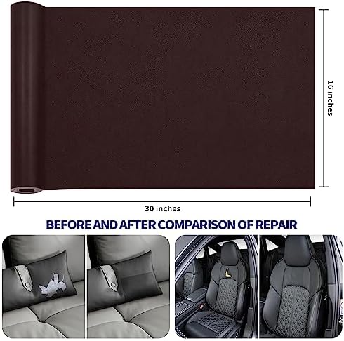 Leather Repair Patch Tape Kit, Self-Adhesive Leather & Vinyl Repair for Furniture, Couch, Sofa, Car Seats, Office Chair - 30inx16in