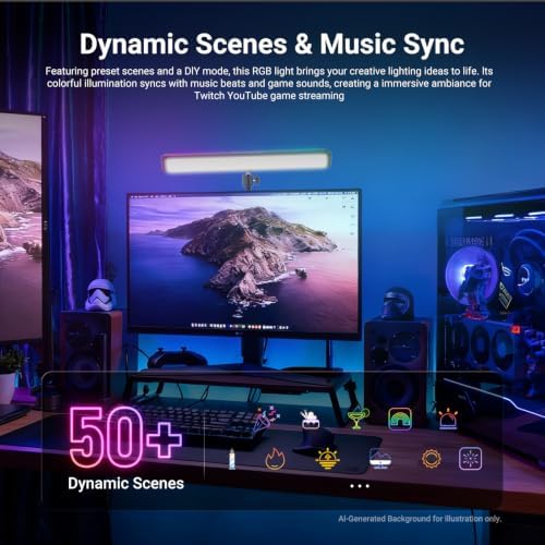 NEEWER Dual Sided RGB LED Streaming Key Light, Smart Desk Lamp Compatible with Alexa Google Assistant for Gaming Video Conference, 16 Million Colors, 2700K-7000K/CRI97+ Studio Tube Lighting, NG01
