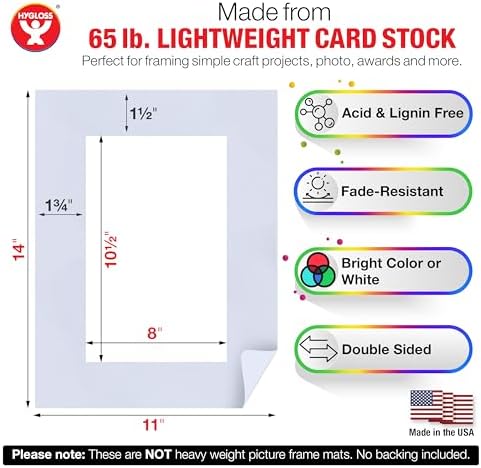 Hygloss 96 Pack Paper Picture Frames, White cardstock Photo Frame 11x14-Inch, Papers Frames to Decorate for Wedding Birthday DIY Classroom Crafts and Decorations