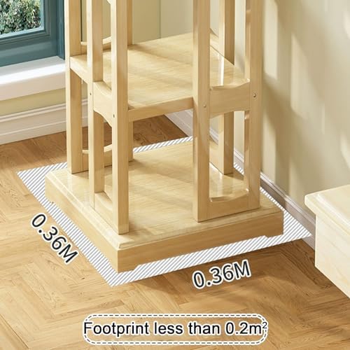 GAMAK Rotating Bookshelf 360 Display 4 Tier Floor Standing Bookcase Small Book Shelf Stand on Wheels Kids Bookshelf and Storage Rack for Small Space (Size : Pine, Color : Four)