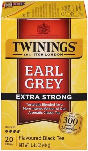Twinings Earl Grey Extra Strong Bergamot Black Tea Bags, 20 CT Box (1 Pack)