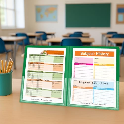 C-Line Classroom Connector School-to-Home Folders, Green, 25 per Box (32003)