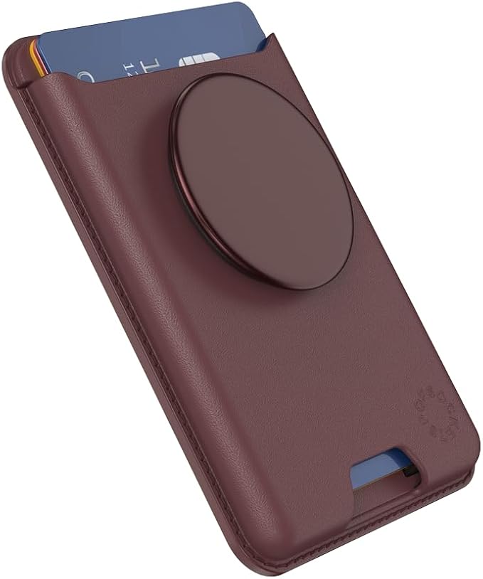 PopSockets Phone Wallet for MagSafe with Grip- Oxblood | PopWallet, Holds 3 Cards, Magnetic, Removable, Secure, Burgundy, Maroon, Summer Spring