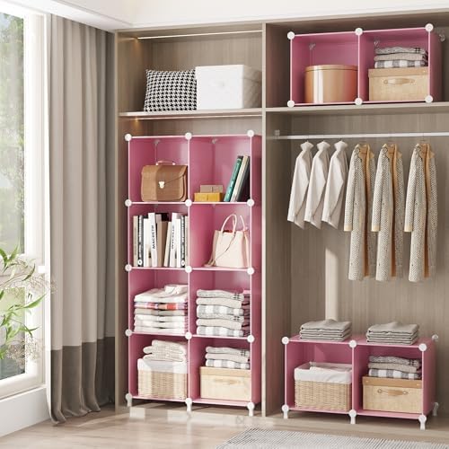 AWTATOS Cube Storage Organizer, Closet Organizers, 6 Cube Shelf, Pink
