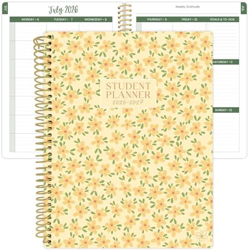 Daisy by bloom daily planners 2026-2027 Academic Year Student Planner (July 2026 - July 2027) - Elementary Through Middle School Calendar Agenda Book - 7” x 9" - Butter Yellow Daisies