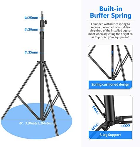 NEEWER Heavy Duty Light Stand 10ft/3m Adjustable Spring Cushioned Tripod