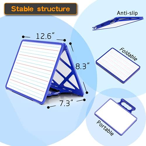 Small Dry Erase White Board with Stand, Double Sided Dry Erase Board for Kids, Foldable Small White Board Portable Mini Whiteboard with Lines & Holder for Home School Office