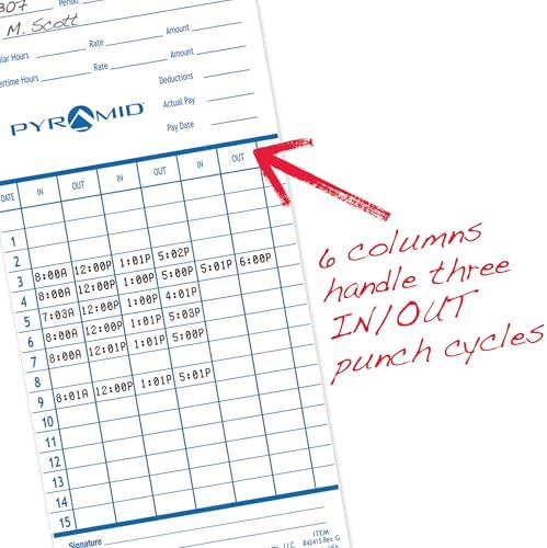 Pyramid Time Systems - Authentic Time Cards (42415) - 100 Cards