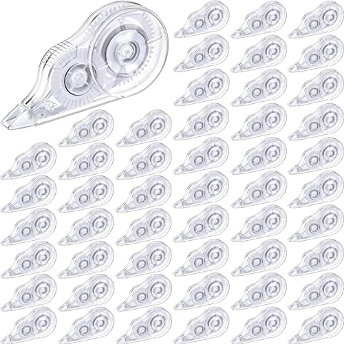 Nezyo 50 Count Clear Correction Tape, Back to School Supplies Transparent Correction Roller, Universal Correct Dispenser for School Office Teachers Students Corrector(White)
