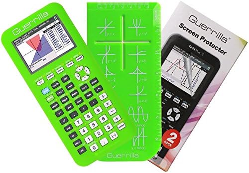 Guerrilla Silicone Case for Texas Instruments TI-84 Plus CE Color Edition Graphing Calculator With Screen protector and Graphing Ruler, Green