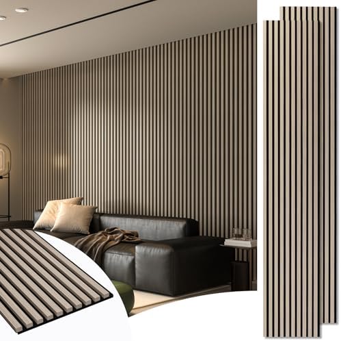 Art3d 108 x 12 Inch 3D Fluted Soundproof Wood Slat Wall Panel, 2-Pack, Oak