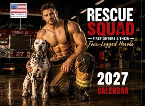 Sexy Firefighter Dog Fire Rescue Dogs Calendar 2027 Monthly Wall | American Made In The USA