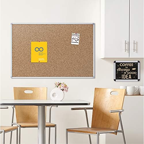 Mead Corkboard, 4' x 3' Bulletin Board, Aluminum Frame Cork Board (85362)