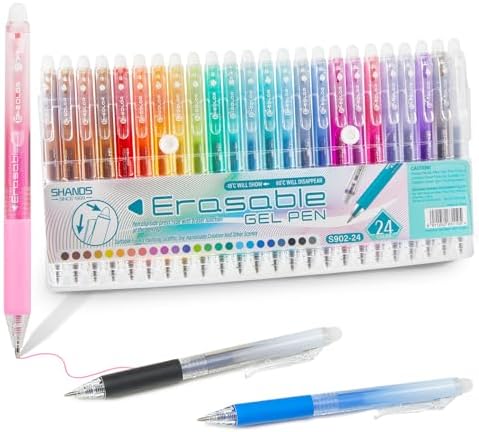 Retractable Erasable Gel Pens Clicker,Fine Point 0.7mm Smooth Writing Pens,Cute Pens For Writing Journaling Taking Notes School Office Home. (24 Colors)