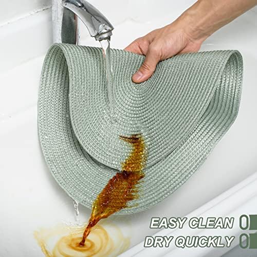AHHFSMEI Placemats Set of 8 for Dining Table Washable Woven Non-Slip 18x12 inches Placemat Heat-Resistant Durable Table Mats for Dining Table Easy to Clean (Sage Green, 8)
