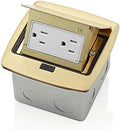 Leviton Pop-Up Floor Box with 15 Amp, Tamper-Resistant Outlet, Brass, PFTR1-BR