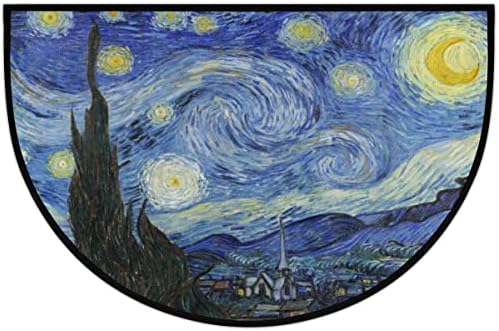 Pardick Starry Night Half Round Door Mat, Oli Painting Galaxy Welcome Entrance Way Rug Semi Circle Front Doormats Washable Shoe Scraper Floor Mat Outdoor Rugs for Garage, Patio, High Traffic Area