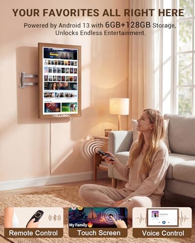 Digital Calendar 2026, 15.6-inch Electronic Calendar for Wall, Touch Screen Smart Digital Planner with Kids' Chores Chart/Meal Plan/Streaming Services/Photo Display, Remote Control Supported