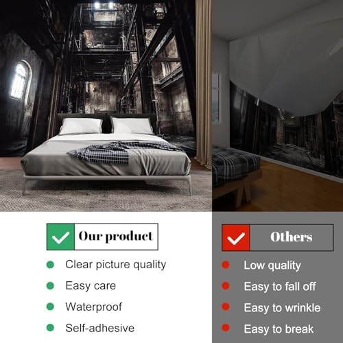 Wall Mural Peel and Stick Interior an Old Large Wallpaper Self Adhesive Contact Paper Removable 3D Wall Sticker for Living Room Bedroom 69"x96"