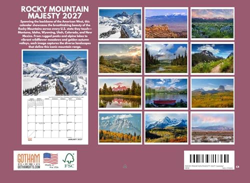 Rocky Mountain Majesty 2027 Calendar | American Made In The USA