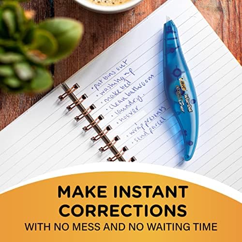 BIC Wite-Out Brand Exact Liner Correction Tape, 19.6 Feet, White, 10-Count | Fast, Clean, And Easy to Use | Tear-Resistant for Smooth Corrections | Clear Dispenser Shows Remaining Supply