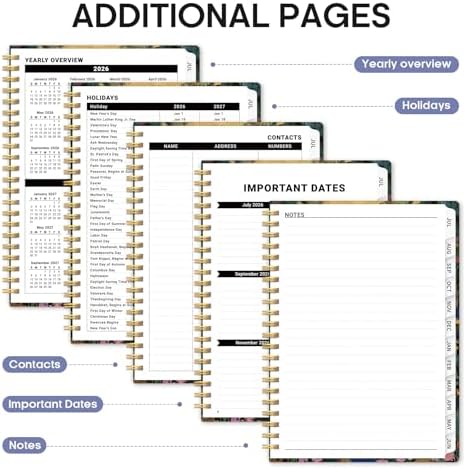 Planner 2026-2027, Monthly & Weekly Jul 2026-Jun 2027 Calendar Book | 6.3" x 8.5", Hardcover Spiral Planner with Tabs, School & Daily Pretty Agenda for Women, Students, Teachers, Moonlit Meadow