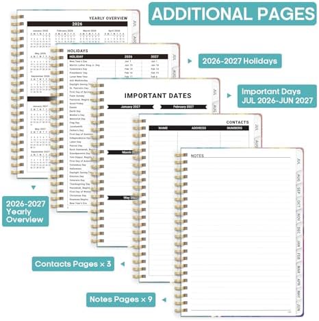 Planner 2026-2027, Weekly & Monthly Academic Calendar, Jul 2026 – Jun 2027
