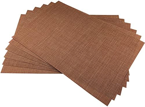 WAZAIGUR Placemats Crisscross Woven Vinyl Place Mats Set of 6 Rust Red