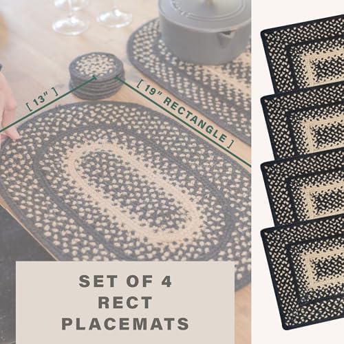 Homespice Manchester Jute Braided Placemats, Rect 13x19 Set of 4