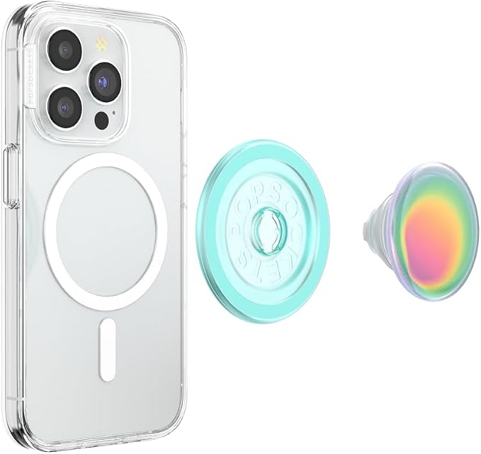 PopSockets Phone Grip for MagSafe, Magnetic Holder- Boca Aura | Removable, For Kindle / Android / iPhone, With Magnet, Light Blue, Baby, iPad, Removable, Popper