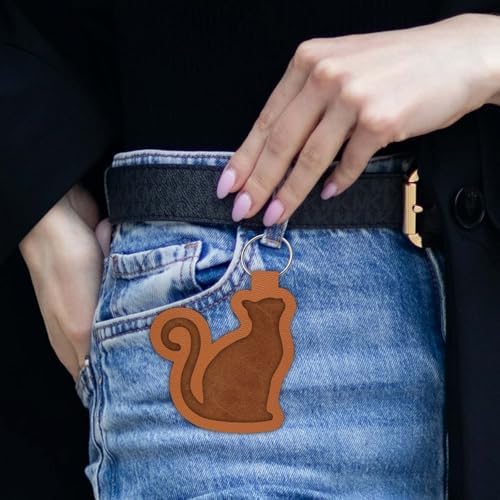 SUPERDANT Cat Pendant Leather Die Kitten Keychain Decor Wooden Die Cutter Leathers Cutting Dies DIY Art Crafts Leathers Dies Cutter for Men Women Leather Making for Handmade Lover Gifts