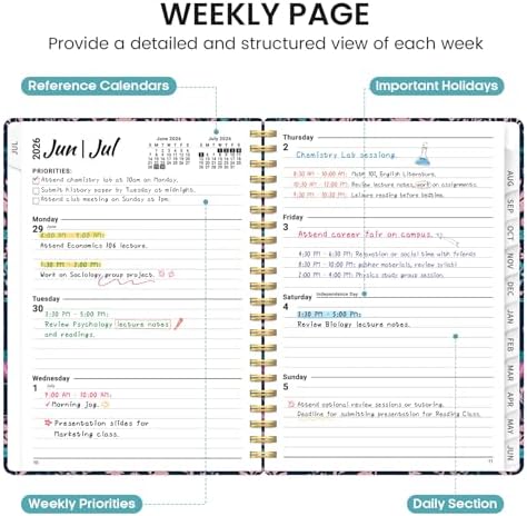 Planner 2026-2027, Jul 2026-Jun 2027 Academic Monthly & Weekly Planner | 6.3" x 8.5" Hardcover Pretty Calendar Planner for Women, Spiral Organizer for School Office Home Supplies, Nordic Forest