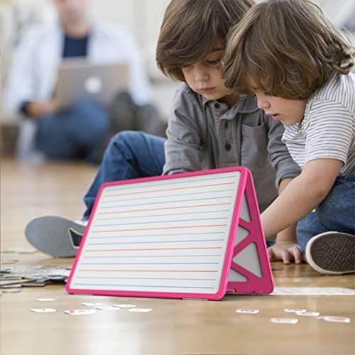 Small Dry Erase White Board with Stand, Double Sided Dry Erase Board for Kids, Foldable Small White Board Portable Mini Whiteboard with Lines & Holder for Home School Office