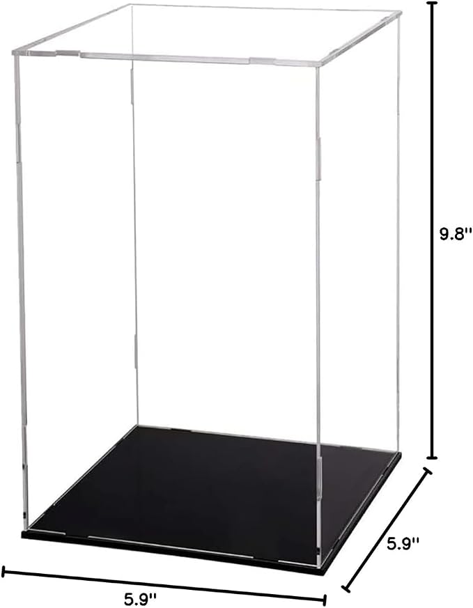 Acrylic Display Case for Collectibles,Acrylic Boxes for Display,Countertop Box Cube Organizer Stand Riser Dustproof Protection Showcase for Action Figure Doll Model Memorabilia(6x6x9.8 inch)