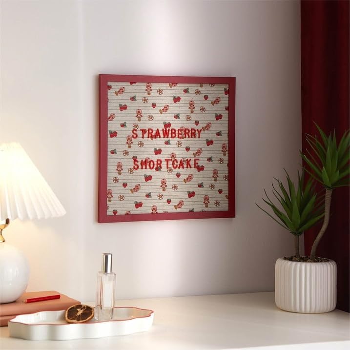Idea Nuova Strawberry Shortcake 12"x12" Letter Board, Message Board Sign for Desk, Room Decor, Quotes, Notes & Personalized Display,Includes 145 Characters