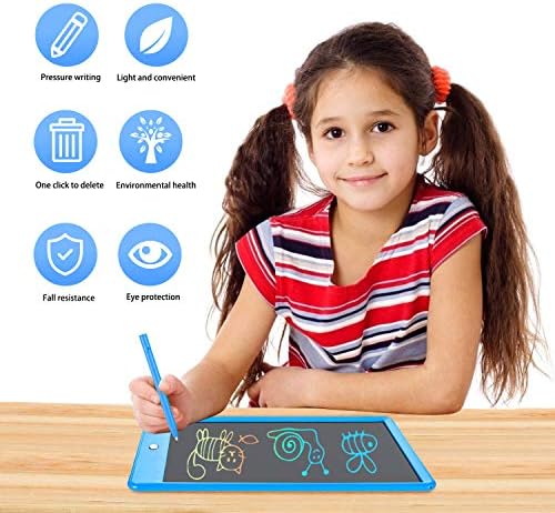 LCD Writing Tablet Colorful 10 Inch Electronic Graphics Doodle Board eWriter Drawing Pad with Memory Lock Kids & Adults Home School Office Handwriting Tablet Gifts(Blue)
