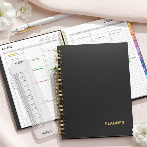 SUNEE 2026-2027 Appointment Book, Quarter-Hourly, Weekly & Monthly - from July 2026 to June 2027, 6.4"x8.3" Academic Planner, Flexible Cover, Note Pages, Bookmark, Spiral Binding, Abstract