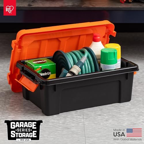 IRIS USA 5-Pack 3 Gal Heavy Duty Lockable Storage Totes with lids, Orange