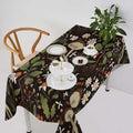 Wild Mushrooms Tablecloth, Rustic Chamomile Flowers Herbs Plants Retro Botanical Mushroom Natural Print Table Cover for Kitchen Dining Room Picnic Camping Indoor Outdoor 60x90in